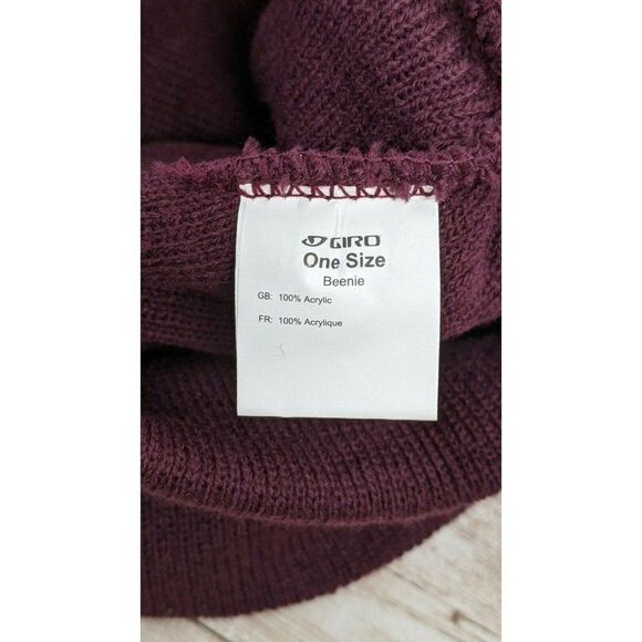 Giro Mens Womens Unisex One Size Burgundy Knit Beanie Hat Pom Pom Soft - Picture 3 of 4